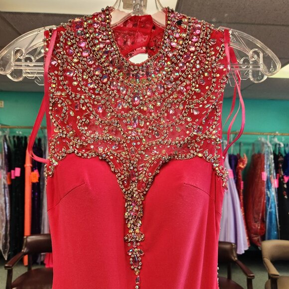 Mori Lee 97036 Fuchsia Size 0 Jersey Knit Prom Dress/Formal Gown - Picture 2 of 6